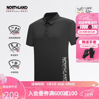 NORTHLAND 诺诗兰 户外翻领polo衫快干T恤 纯黑色 180/XL