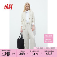 H&M女装西装2024春季休闲无扣褶袖设计感修身通勤外套1124589 浅米色014 155/80A 34