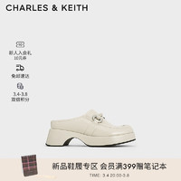 CHARLES&KEITH24春季甜酷穆勒拖包头厚底拖鞋女CK1-70580219 粉白色Chalk 38