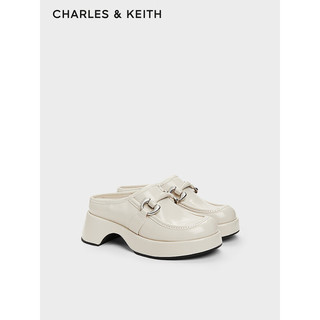 CHARLES&KEITH24春季甜酷穆勒拖包头厚底拖鞋女CK1-70580219 粉白色Chalk 36