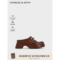 CHARLES&KEITH24春季甜酷穆勒拖包头厚底拖鞋女CK1-70580219 Dark Brown深棕色 41