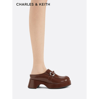 CHARLES&KEITH24春季甜酷穆勒拖包头厚底拖鞋女CK1-70580219 Dark Brown深棕色 41