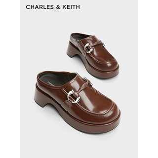 CHARLES&KEITH24春季甜酷穆勒拖包头厚底拖鞋女CK1-70580219 Dark Brown深棕色 38