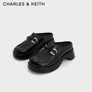 CHARLES&KEITH24春季甜酷穆勒拖包头厚底拖鞋女CK1-70580219 Black Box黑色 36