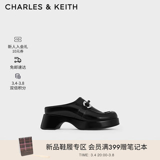 CHARLES&KEITH24春季甜酷穆勒拖包头厚底拖鞋女CK1-70580219 Black Box黑色 36