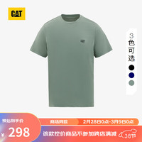 CAT卡特24春夏男经典简约标准logo印花T恤 青绿 S