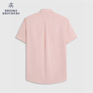 布克兄弟（BrooksBrothers）男士牛津纺扣结领短袖免烫休闲衬衫 B835-浅橙色 L