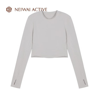 NEIWAI ACTIVE慕斯短款长袖T恤舒适贴身户外运动上衣女日常简约 月灰色 L