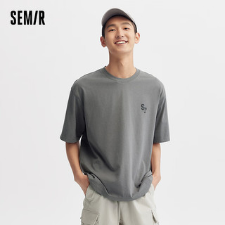 森马（Semir）短袖T恤男2024夏季基础简约日常通勤上衣宽松印花装 褐灰20851 185/100A/XXL