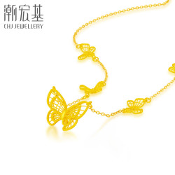 潮宏基黄金项链_chj jewellery 潮宏基 古法花丝蝴蝶黄金项链 约6.