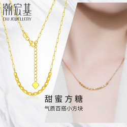 潮宏基黄金项链_chj jewellery 潮宏基 蹦迪珠黄金项链 5.