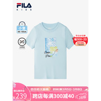 FILA 斐乐 儿童服装2024春冬男小童短T类短袖T恤 浅天蓝-LB 120cm
