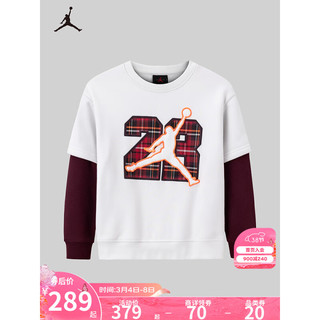 NIKE JORDAN 耐克AJ童装男童加绒套头卫衣2023假两件儿童上衣 栀子花色 160/76(L)