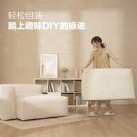 曲美家居lab墩墩沙发模块懒人沙发 豆腐块百变客厅阳台书房简约沙发 头层牛皮（冰川灰） 一人位 84cm 座包（84*84*60）