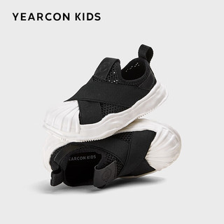 YEARCON 意尔康 童鞋2024年夏季网纱凉鞋男童镂空透气休闲鞋子儿童板鞋黑色130