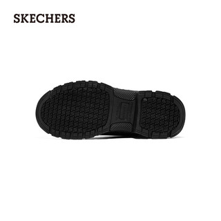 Skechers斯凯奇春季黑色高帮工作靴绑带耐脏马丁靴通勤商务皮鞋男