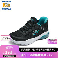 Skechers斯凯奇闪穿鞋儿童时尚休闲鞋男童一脚蹬春秋款透气运动鞋403834L 黑色/蓝色/BKBL