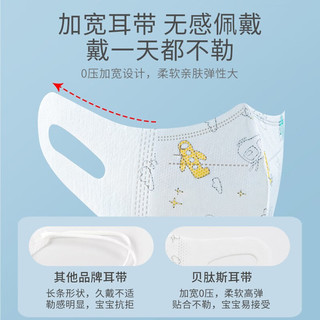 USBETTAS 贝肽斯 儿童口罩0-婴儿口罩3d立体一次性宝宝三重防护口耳罩 蔷薇 1盒装（32只