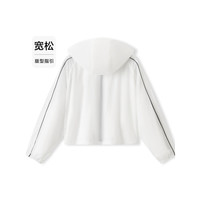 Semir 森马 外套女短款质感连帽撞色2024夏季宽松防晒夹克小个子时尚 白色调00411 160/84A/M