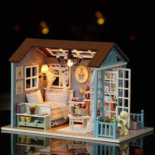 智趣屋 plus专享：diy小屋手工制作木制房子拼装模型立体玩具女神儿童礼 8009假日时光