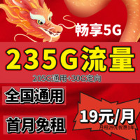 中国电信5G流量卡上网卡长期低月租超大电信流量卡大王卡手机卡儿童手表电话卡 龙光卡19元235G流量-0.1/分钟-首月免租