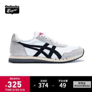 Onitsuka Tiger鬼塚虎男女鞋休闲鞋子透气运动鞋减震慢跑鞋DUALIO D6K3N 白色/黑色100 44