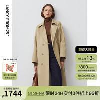 朗姿法式复古经典双排扣风衣外套24年中长款大衣春季上衣女 深米色2 M