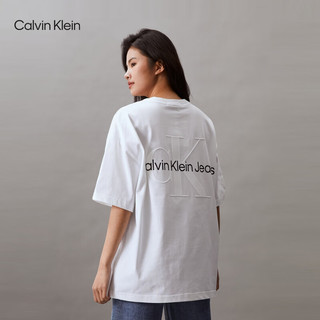 Calvin Klein Jeans24春夏男女中性纯棉通勤字母宽松重磅T恤J400377 YAF-月光白 XS