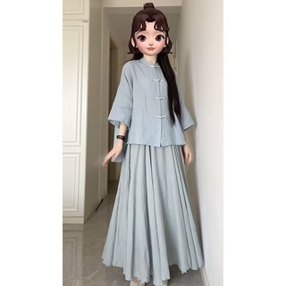 乐娇妮 新中式女装国风唐装两件套装裙2023年禅意茶服改良汉服复古风日常