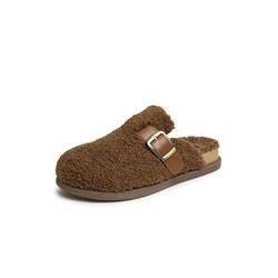 tata他她2024春时尚简约流行女鞋毛绒勃肯鞋