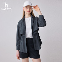 哈吉斯（HAZZYS）女装 2024春夏女士休闲衬衫式薄夹克女ASVSU0BBU12 深灰色DE 160/84A 38