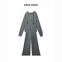 Basic House/百家好连帽卫衣两件套套装韩版运动阔腿裤女