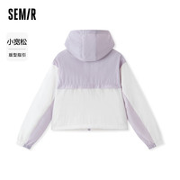 森马（Semir）外套女短款连帽凉感防晒衣宽松夏季2024新款质感拼色夹克复古
