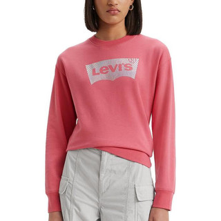 李维斯（Levi's）女款白色简约高级感长袖T恤圆领套头衫卫衣20405076 Italian Rose S