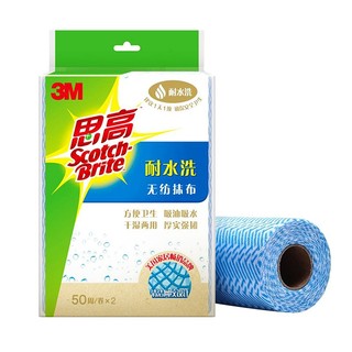 3M 思高 一次性抹布 耐水洗无纺 干湿两用 厨房抹布去油污 两卷装