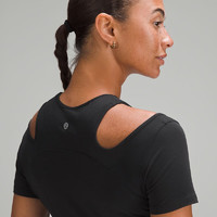 lululemon 丨Shoulder Cut-Out 女士瑜伽 T 恤 LW3GS0S瑜伽服 黑色