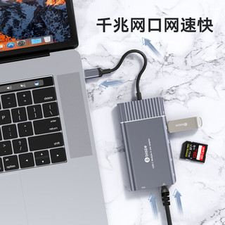 毕亚兹 Type-C扩展坞苹果MacBook华为P30手机USB-C转HDMI/VGA转换器4K投屏转接头网口分线器拓展坞TH5