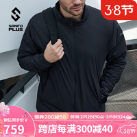 SANFO PLUS户外棉服男轻量保暖透气秋冬户外防风暗夜P棉夹克二代外套 黑色 XL