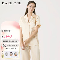 DARE ONE【】真丝睡衣LUCKY桑蚕丝短袖长裤舒适家居服 浅香槟 S/160