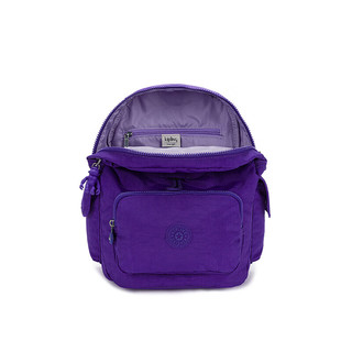 Kipling男女款轻便帆布包时尚潮流双肩包猴子包CITY PACK系列 S-竞紫色
