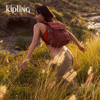 Kipling男女款轻便帆布包时尚潮流双肩包猴子包|CITY PACK系列 S-燃焰红