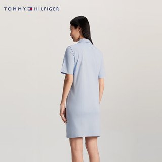 TOMMY HILFIGER 24春季女纯棉休闲刺绣五粒扣合身POLO连衣裙WW0WW41888 浅蓝色C1O S