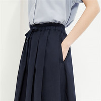佐丹奴百褶裙女府绸纯色极简风抽绳松紧腰a字半身裙13464244 66标志海军蓝 XL