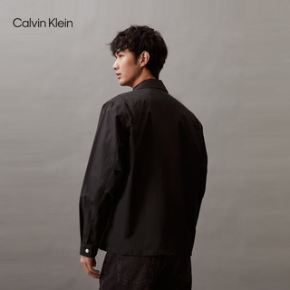 Calvin Klein Jeans24春夏男士刺绣贴袋拉链衬衫领工装夹克外套J325507 BEH-太空黑 XXL