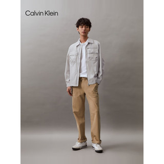 Calvin Klein Jeans24春夏男士刺绣贴袋拉链衬衫领工装夹克外套J325507 PC8-银河灰 XXL