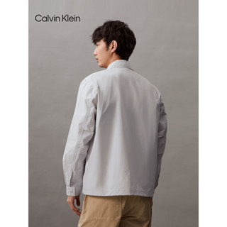 Calvin Klein Jeans24春夏男士刺绣贴袋拉链衬衫领工装夹克外套J325507 PC8-银河灰 XXL