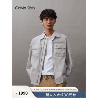 卡尔文·克莱恩 Calvin Klein Jeans24春夏男士刺绣贴袋拉链衬衫领工装夹克外套J325507 PC8-银河灰 L