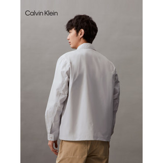 卡尔文·克莱恩 Calvin Klein Jeans24春夏男士刺绣贴袋拉链衬衫领工装夹克外套J325507 PC8-银河灰 L