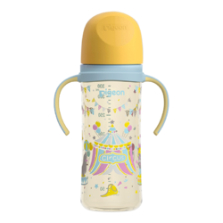 Pigeon 贝亲 奶瓶婴儿宽口径彩绘PPSU双把手奶瓶240/330ml自然实感 1件装