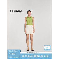 SANDRO2024早春女装法式木耳领橄榄绿针织马甲上衣SFPCA01004 802/橄榄绿色 4